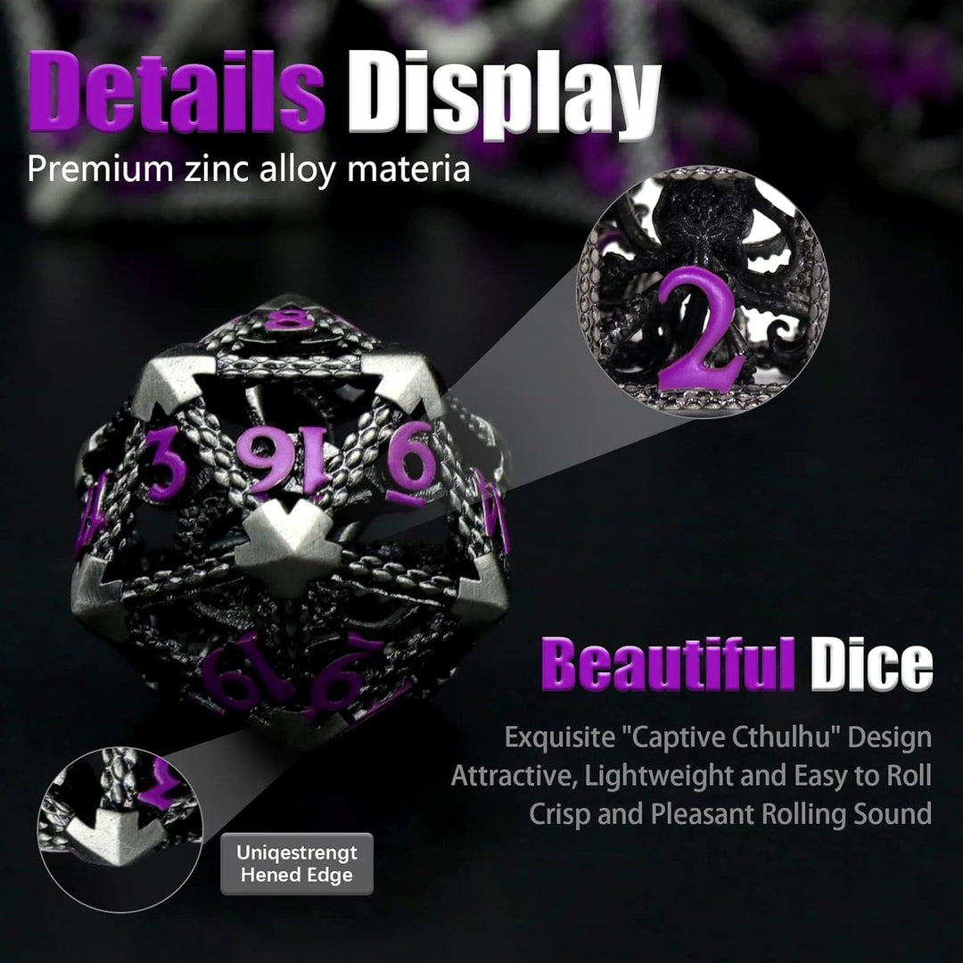 DND Würfelset Rollenspiel, Polyedrische Würfel Set D&amp;D Würfel Set Metall ZHOORQI 7 Stück Der Cthulhu