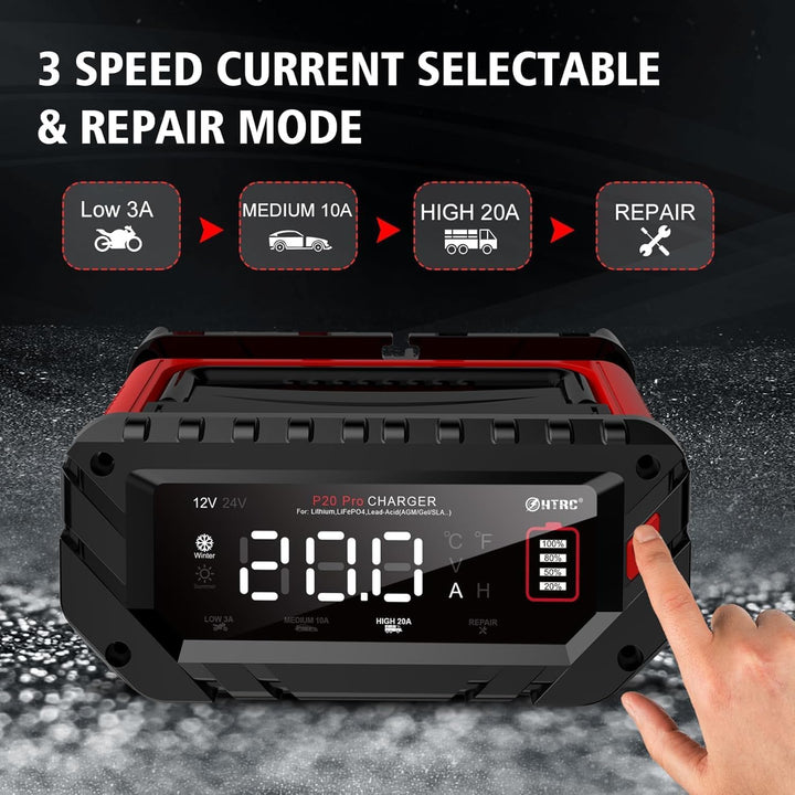 Haisito Schnelleres ladegerät für handbetrieb12 V 24 V, 20A Car Battery Charger Smart Rapid Battery