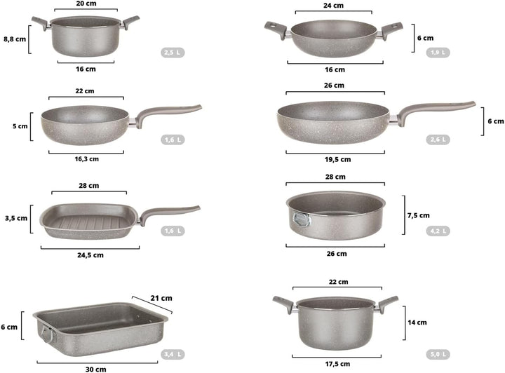 KASANOVA Topf-Set für herkömmliche Kochfelder, antihaftbeschichtetes Topf-Set, Kochgeschirr, gesunde