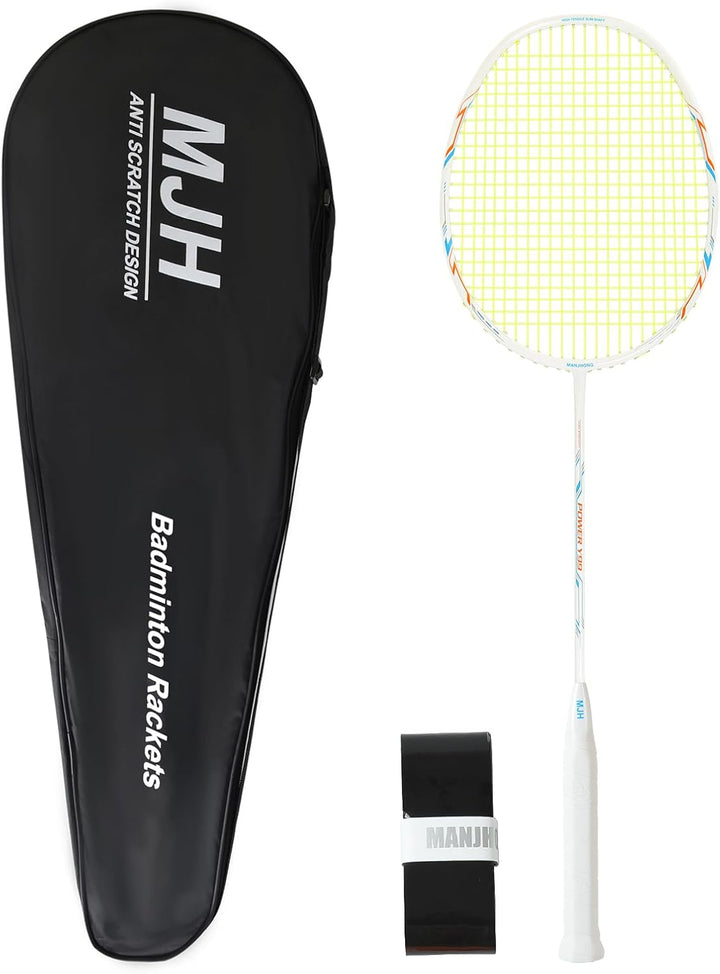 MANJHONG Graphit Badmintonschläger (83g, 25lbs) Federballschläger für Freizeit, Training mit Federbä