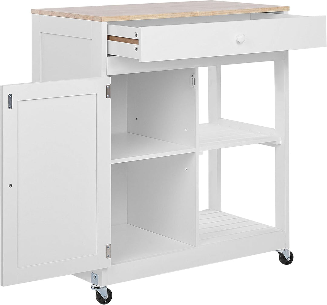 Beliani Praktischer Servierwagen mit Ablage Schublade Schrank Landhausstil weiss Trapani