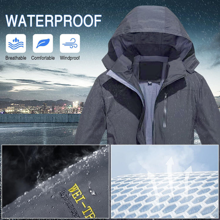 SUKUTU Herren Outdoor Wasserdichte Kapuzen-Sportjacke Leichte Wanderjacke Bergjacke Softshell Herbst
