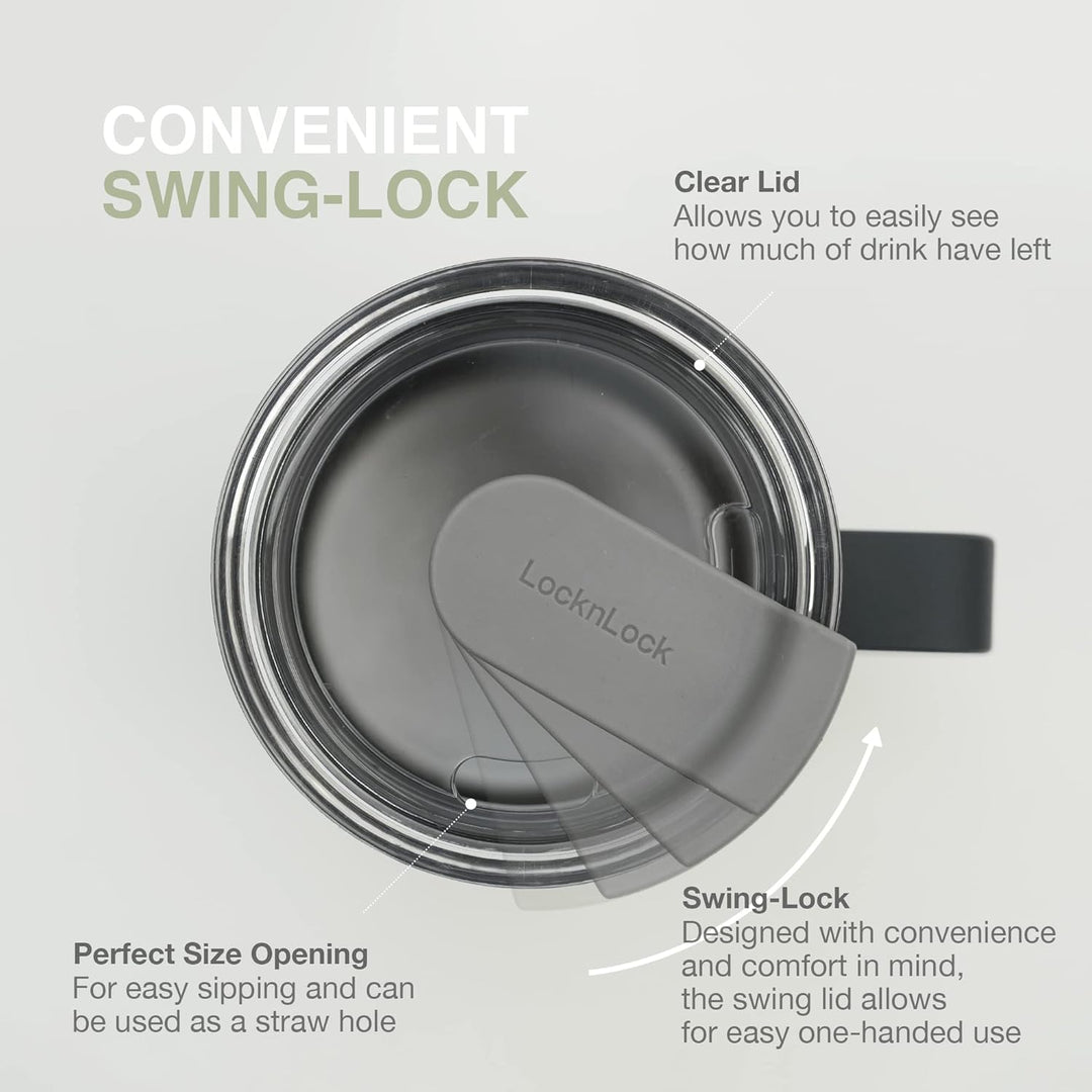 LocknLock Metro Becher Premium 18/8 Edelstahl doppelwandig isoliert mit Griff, perfekt für Tisch mit