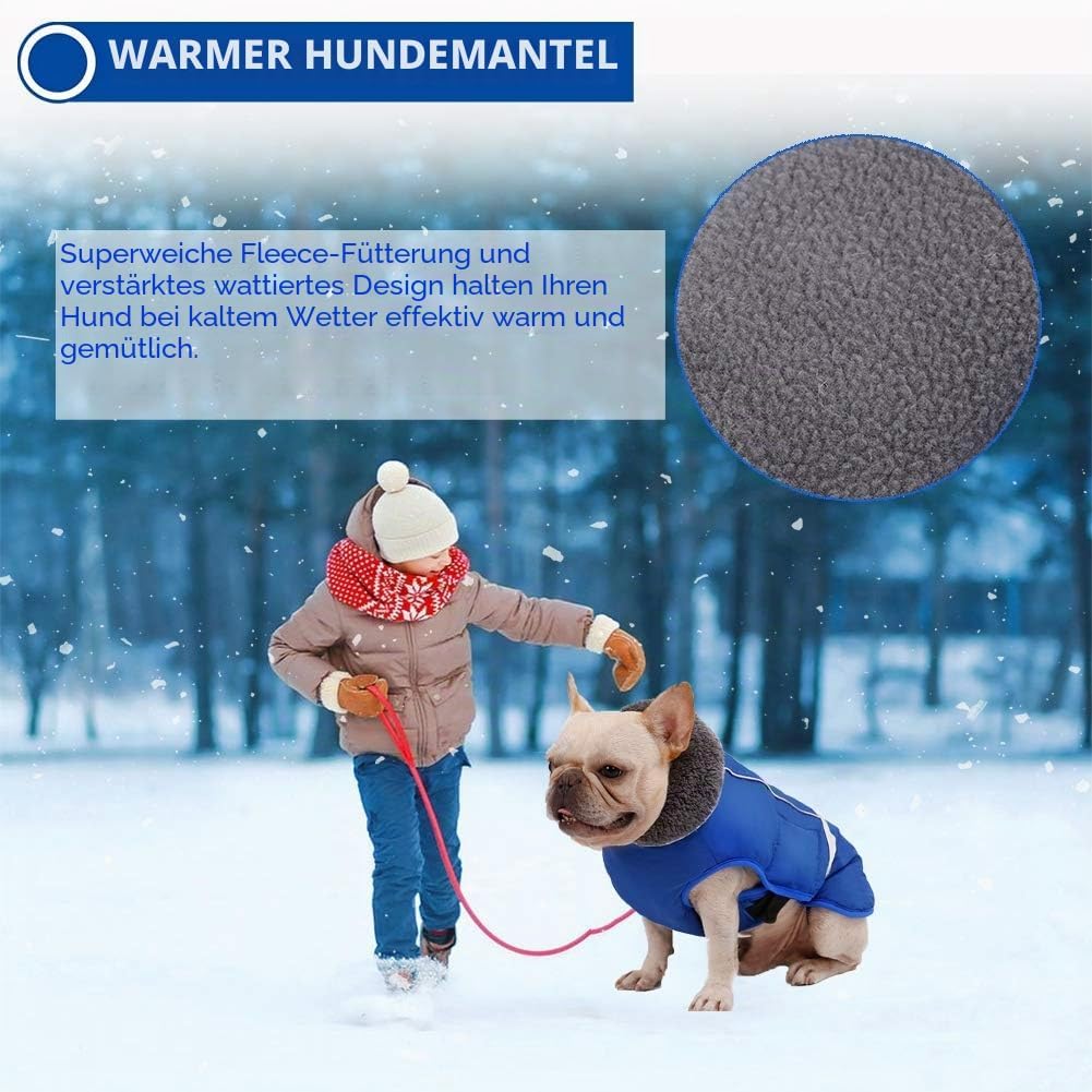 QBLEEV Hundewintermantel, warm, reflektierende Hundejacke, Rollkragen, wasserdicht, für kaltes Wette