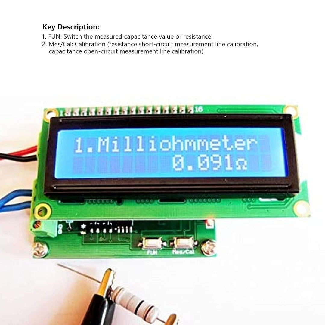 Niederohmiges Ohmmeter, DC 7-12V Milliohm-Meter HR390 Ohm Teater PCB-Milliohm-Meter 10pf ~ 20000uf K