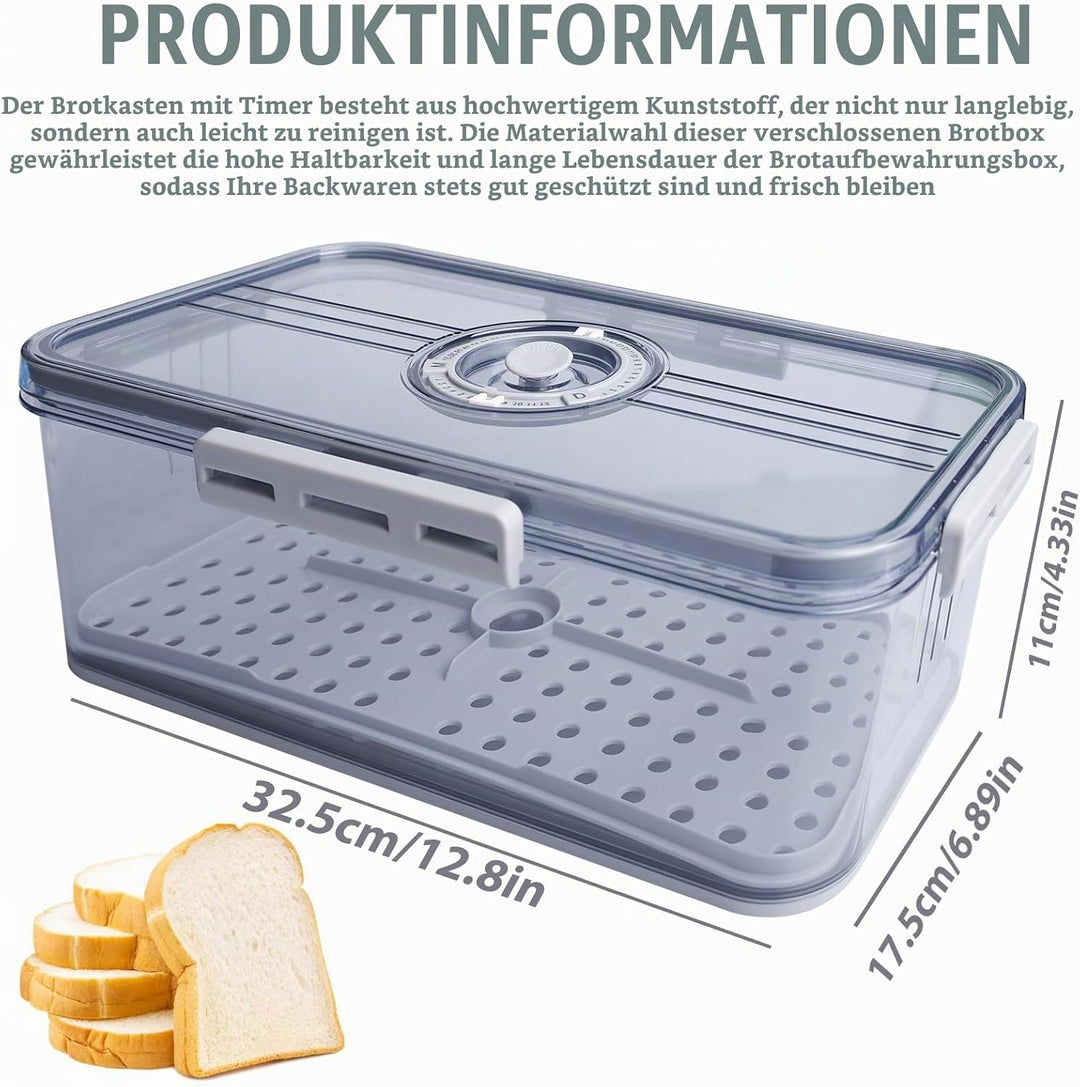 BAIFULAI Brotkasten Brotbox, Brot Aufbewahrungsbox, lebensmittelechtes PET-Material, Timing, Rutschf