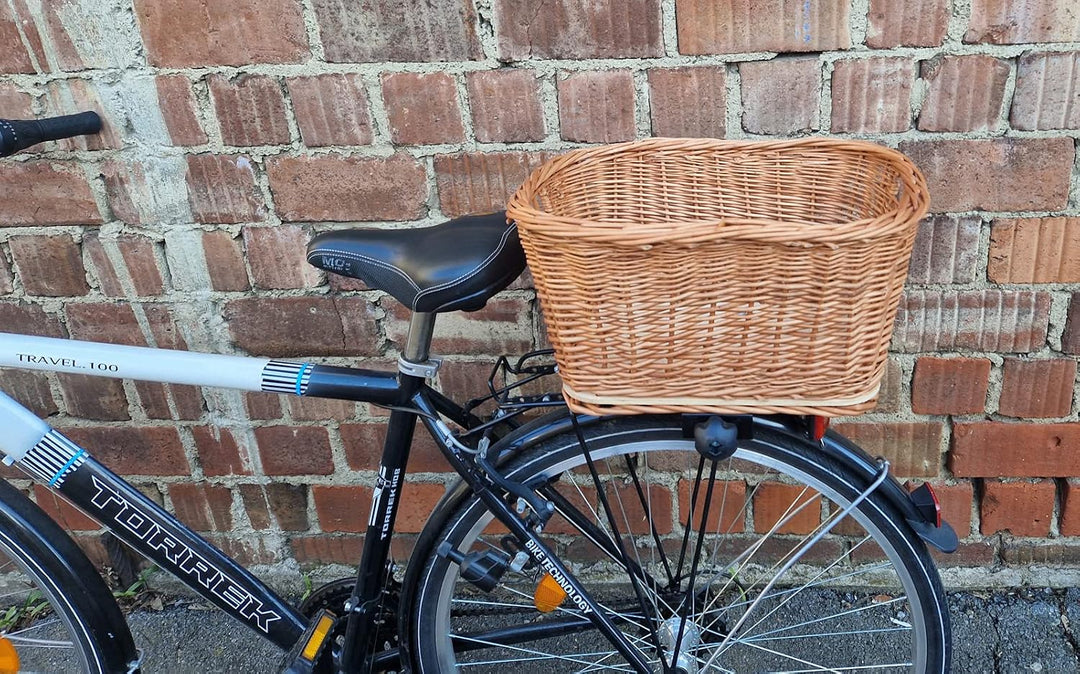 Tigana - Einkaufskorb Transportkorb Fahrradkorb Weide für Gepäckträger eckig 44x34 cm Natur (44-N)