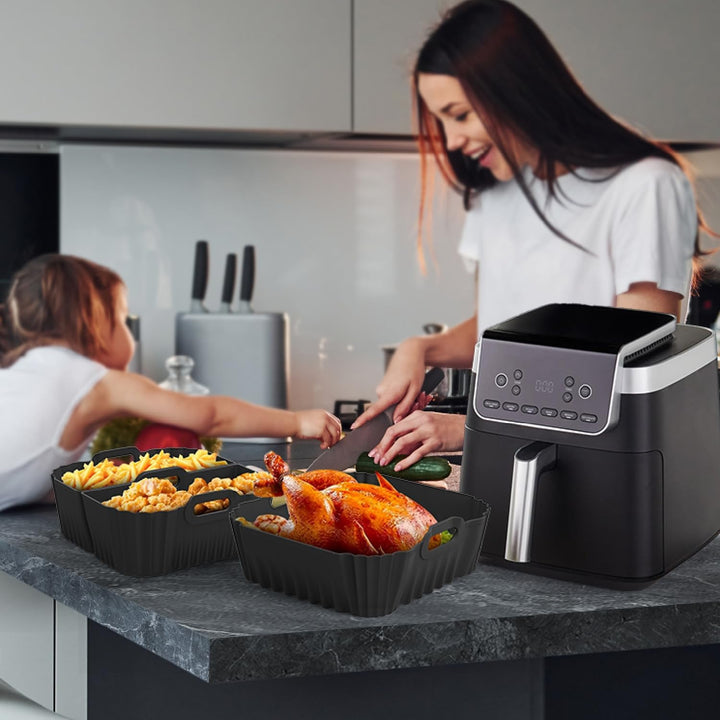 Silikonform Heissluftfritteuse, Airfryer Zubehör 3 Stück Silikon Einsatz Wiederverwendba Silikon Ein