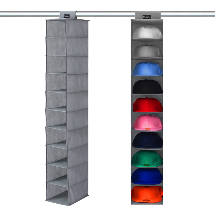 VAESIDA Hutablage & Baseball Kappen-Halter – 10 Regale, hängender Schrank für Baseballhut-Aufbewahru