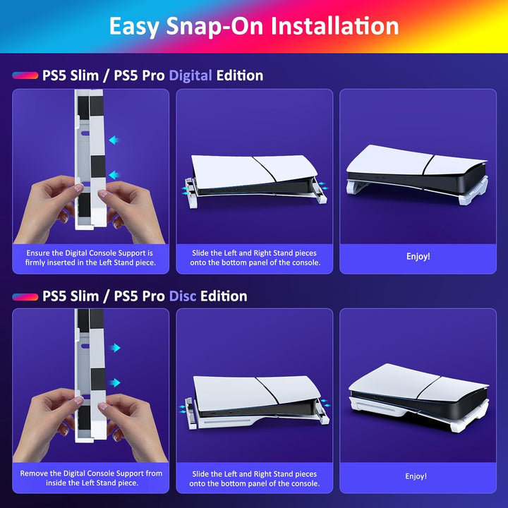 NexiGo PS5 Slim/Pro Zubehör Horizontalständer, [Minimalistisches Design], PS5 Slim / PS5 Pro Basisst