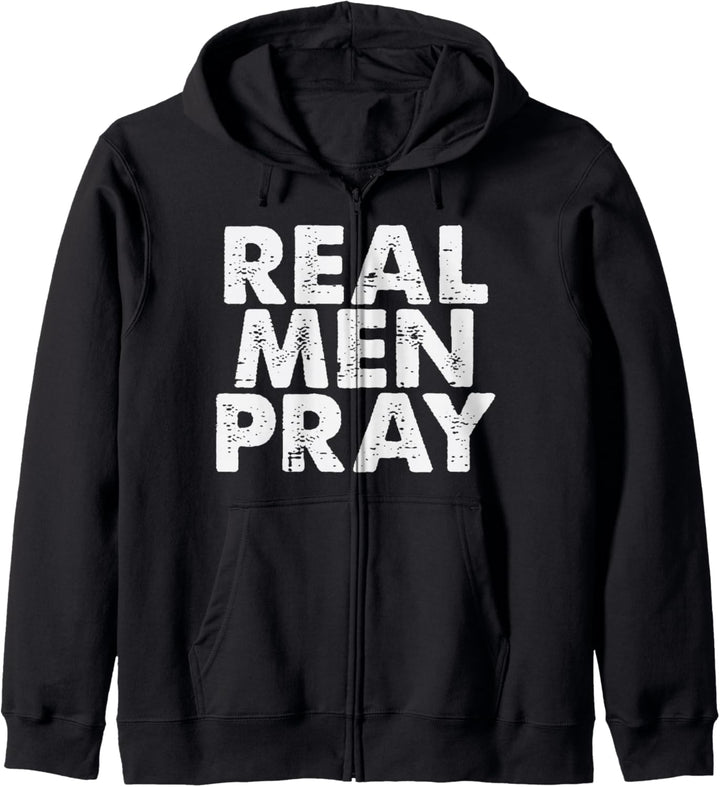 Real Men Pray Religiöser Gott Jesus Glaube Christlich Katholisch Kapuzenjacke