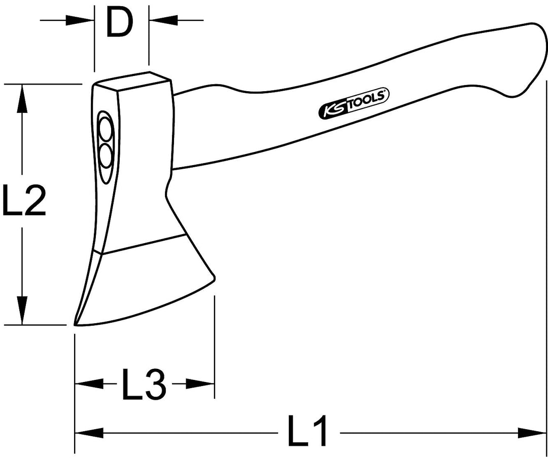 KS Tools 140.1239 Handbeil mit Fiberglasstiel, 800g