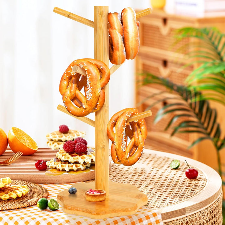 VAVPUP 2 Stück Brezelständer,Brezelhalter aus Holz in Baumform,Stabil Tassenhalter,6-armig,Höhe 33cm