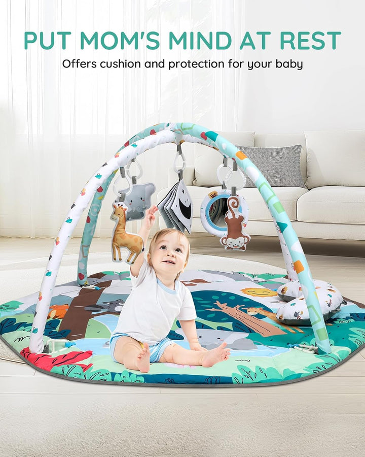Lilian&Gema Spielbogen Baby, 4 in 1 Spieldecke Baby, Baby Spielmatte mit 6 Spielzeugen, Spielmatte B