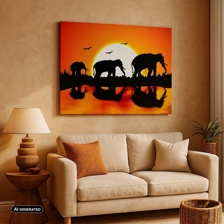 Bilder auf Leinwand Tiere Afrikaner Elefanten Natur Leinwandbild 70x50cm Wandbilder Dekoration Wohnz