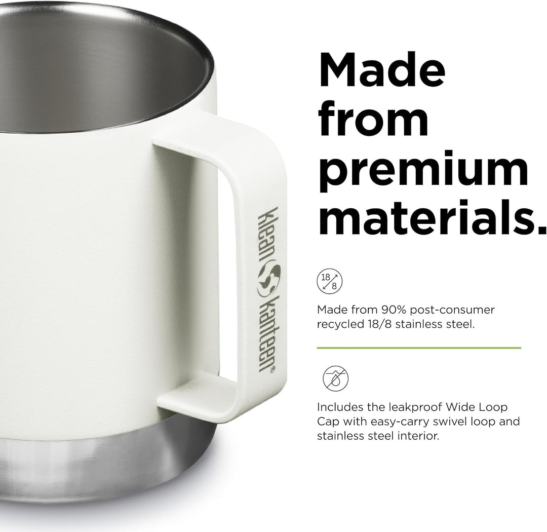 Klean Kanteen Isolierter Campingbecher, 340 ml, Mattweiss 1 Count (Pack of 1) Matt Weiss, 1 Count (P