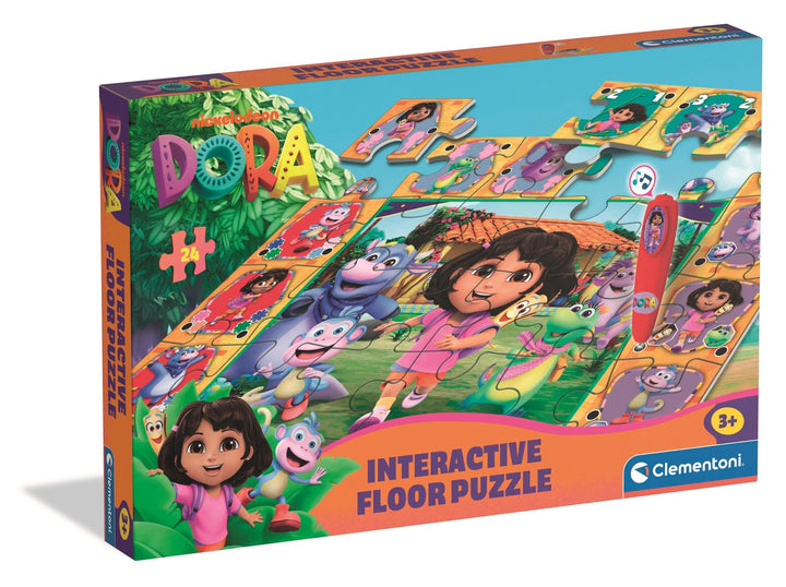 Clementoni Quiz-Bodenpuzzle - Dora - Interaktives Puzzle mit Stift, Lernspiel für Kinder ab 3 Jahren