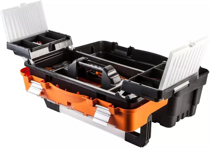 NEO TOOLS Profi Werkzeugkasten 21" (54.7 x 27.1 x 27.8cm) Organizer, Verschliessbare Fächer aus Poly