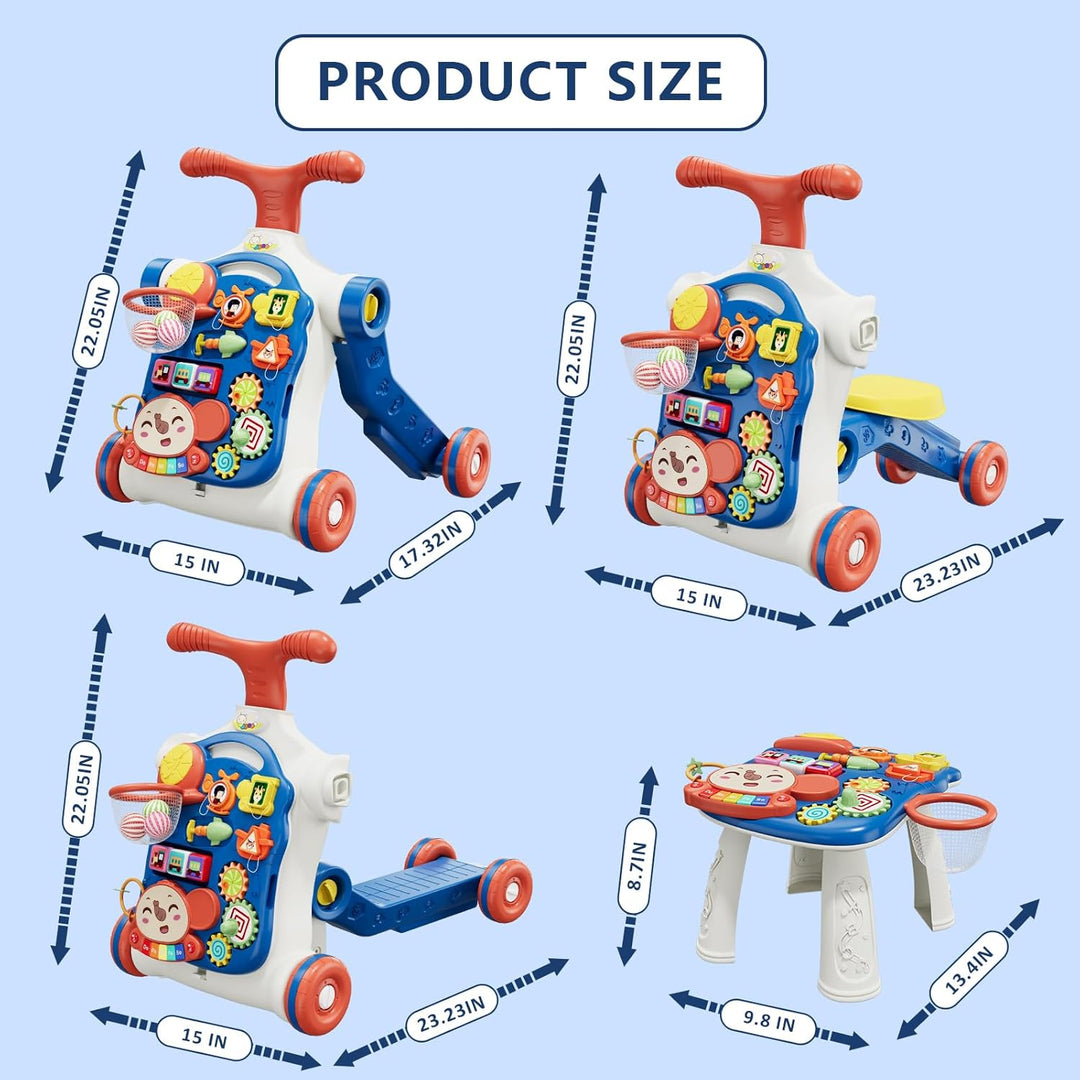 HYES 5 in 1 Lauflernwagen, Baby Spiel und Lauflernhilfe mit Musik und Abnehmbarem Spielboard, Laufwa