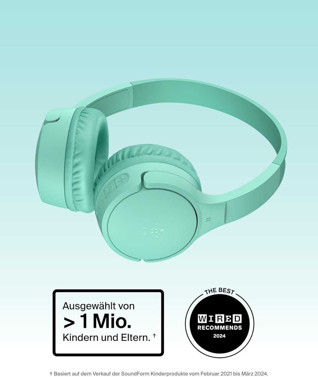 Belkin SoundForm Mini kabelloser Kinderkopfhörer mit integriertem Mikrofon und lustigen Aufklebern,