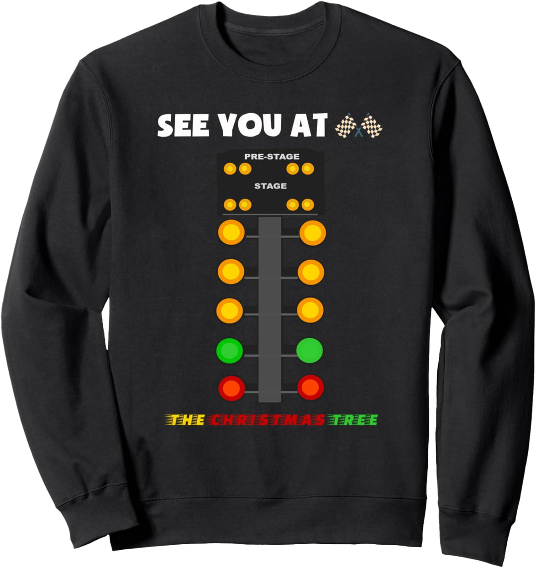 Drag Racing Weihnachtsbaum Racer Dragstrip Lustiges Sweatshirt