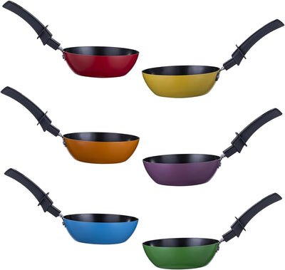 RoDzj Mini Wok Set 6 Personen Ø12 cm Antihaftbeschichtet Party Wok Set, Raclette und Fondue Ersatzpf