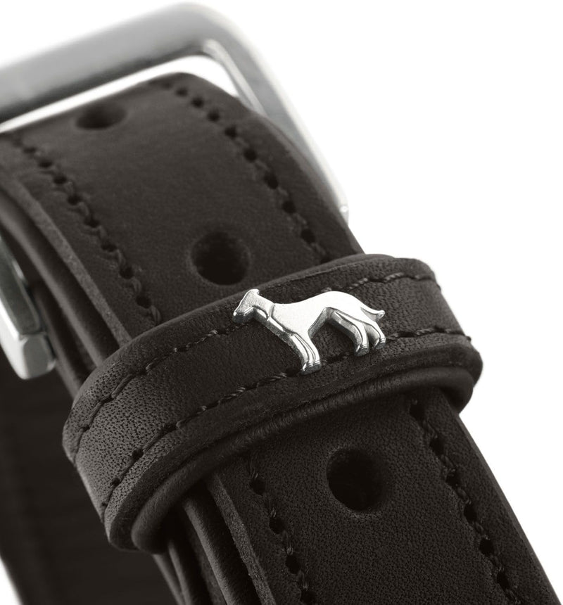 HUNTER LARVIK Hundehalsband, Leder, schlicht, elegant, komfortabel, 60 (M-L), schwarz schwarz 60 (M-