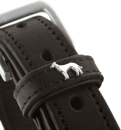 HUNTER LARVIK Hundehalsband, Leder, schlicht, elegant, komfortabel, 55 (M), schwarz schwarz 55 (M),