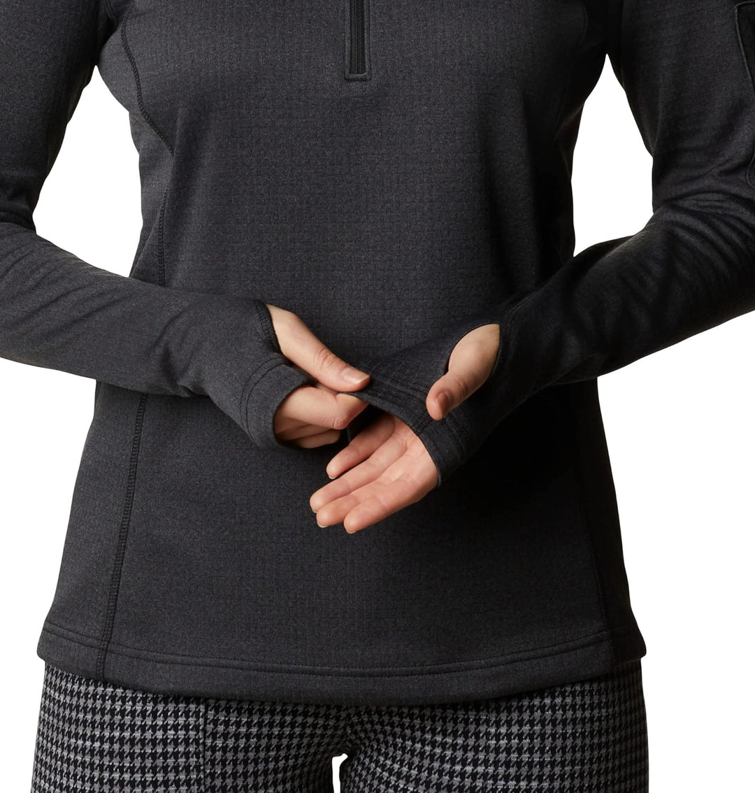 Columbia Damen Park View Half-Zip Grid Fleecejacke mit halbem Reissverschluss Black Heather XS, Blac