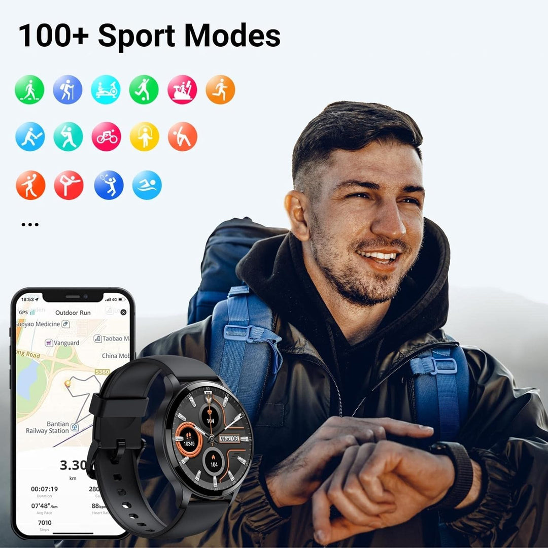 HOAIYO Smartwatch Herren Damen mit Telefonfunktion, 1.5" Fitnessuhr Armbanduhren Sportuhr mit Pulsme