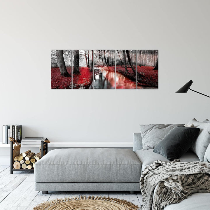Runa Art Bild Wald Landschaft Wandbilder auf Vlies Leinwand 5 Teilig Wanddekoration Schlafzimmer Woh