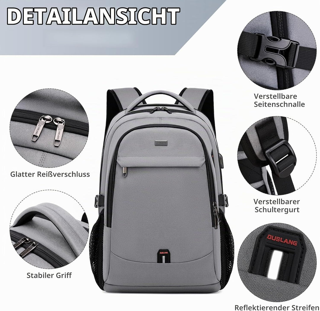 VINBAGGE Rucksack Herren Wasserdicht 15.6 Zoll Laptop Rucksack Anti Diebstahl mit USB-Anschluss Schu