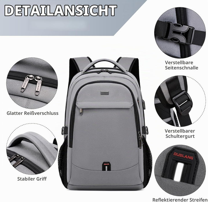 VINBAGGE Rucksack Herren Wasserdicht 15.6 Zoll Laptop Rucksack Anti Diebstahl mit USB-Anschluss Schu