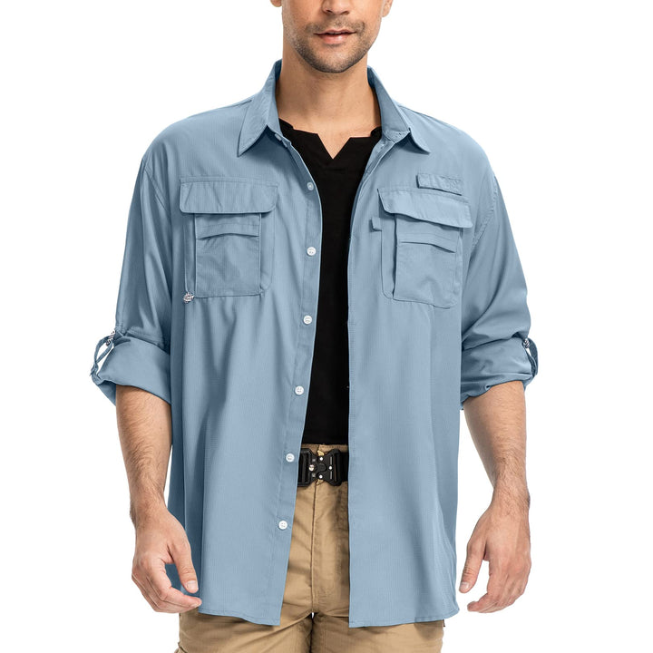 yeyity Outdoor Langarm Safari Hemd UPF50 UV Schutz Funktionshemd Atmungsaktiv Button Down Hemd für W
