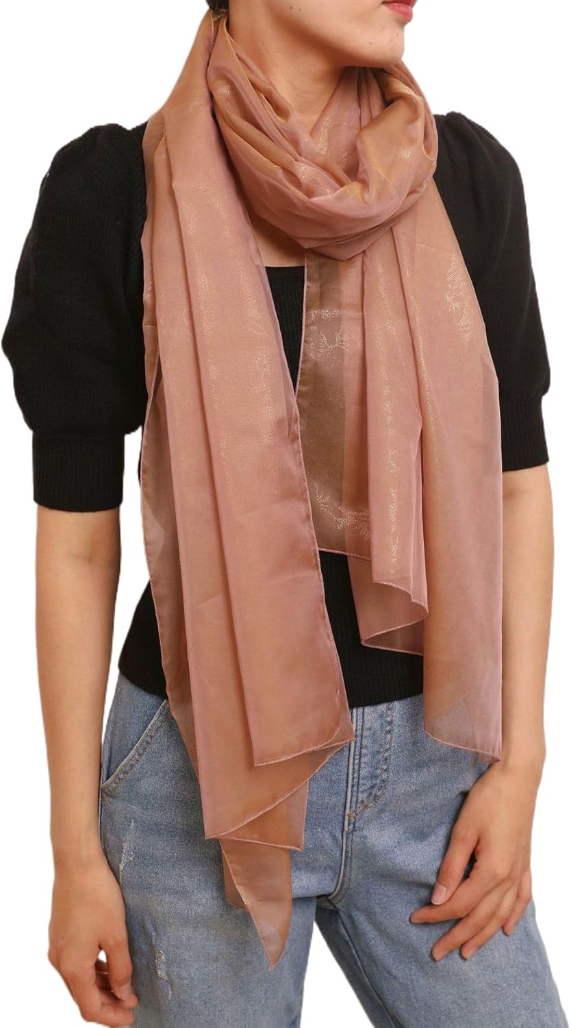 Prettystern Damen Unifarbe Seidentaft 100% Chiffon Seide festlich Stola Schultertuch Schal für Abend