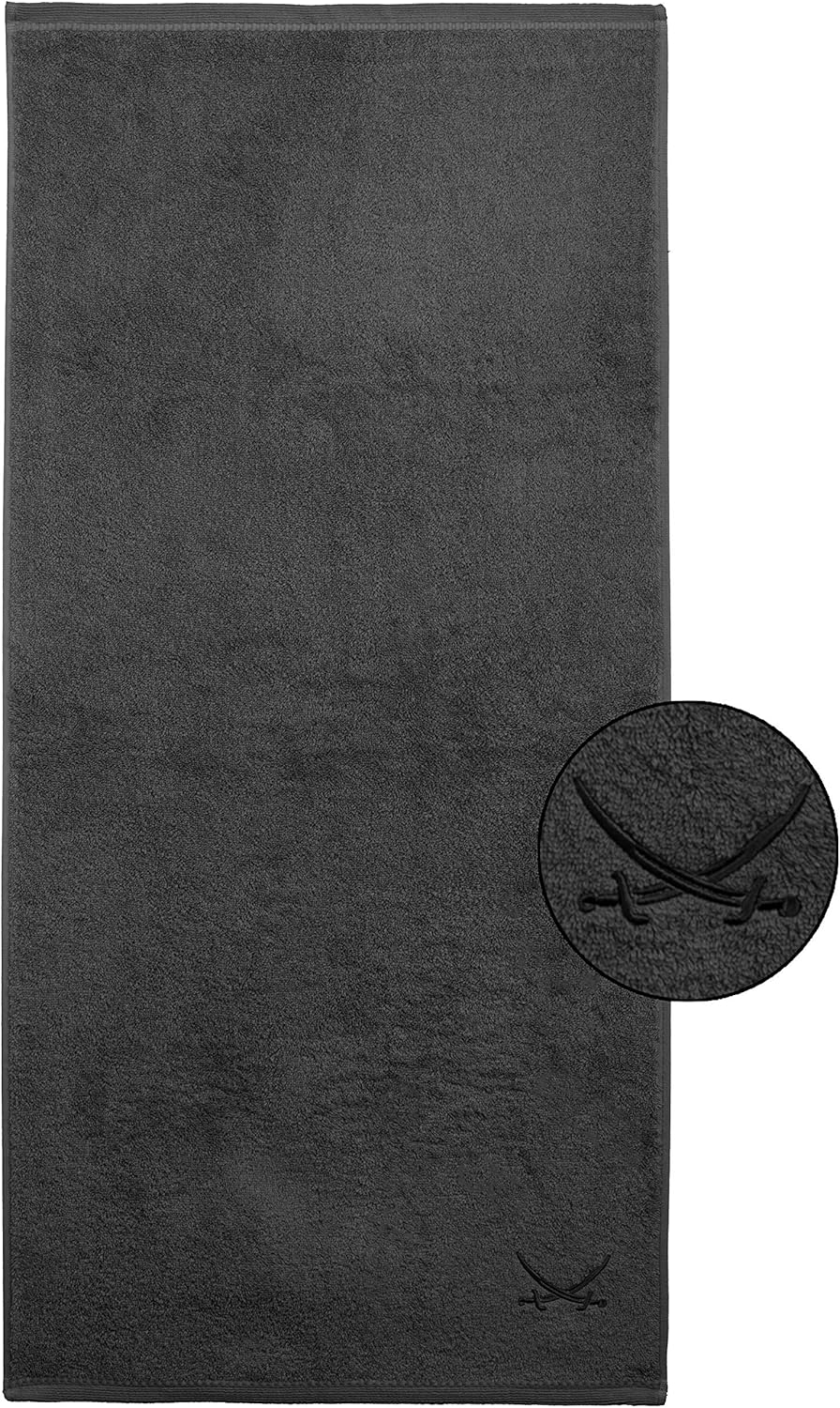 Sansibar Duschtuch 2er Set 70x140 cm 100% Baumwolle mit gesticktem Säbel Logo Badtuch Handtuch Anthr