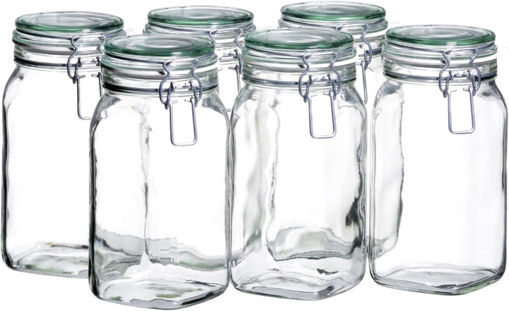 MÄSER 925341 Gothika, Einmachgläser 1,45 l, 6er Set, made in Germany, Vorratsgläser mit Deckel und D