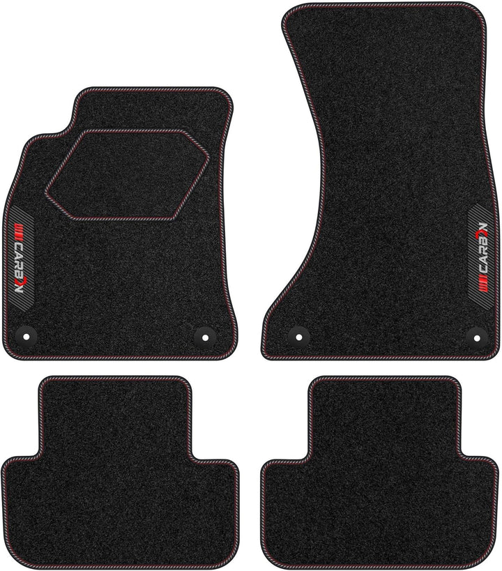 M MOTOS Personalisierte Velours-Fussmatten Carbon Series für Audi A4 B8 2008-2015 - Premium, Carbon,