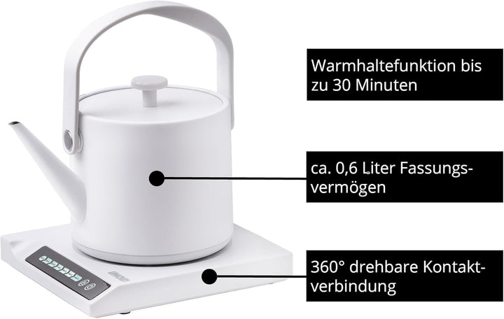 Unold 18210 Blitzkocher Clara, Wasserkocher, 1.000 W, 0,6L – 360° drehbar, mit Warmhaltefunktion, 7