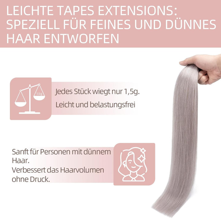 Silk-co Tape in Extensions Echthaar 20stk, leicht Version Tape Extensions Echthaar, Remy Haarextensi