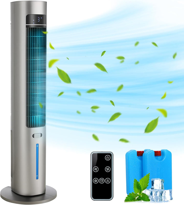 LIFERUN Turmventilator mit Aromadiffuser Fernbedienung 3-Stufen-Klimaanlage mit Wasserkühlung, 50° O