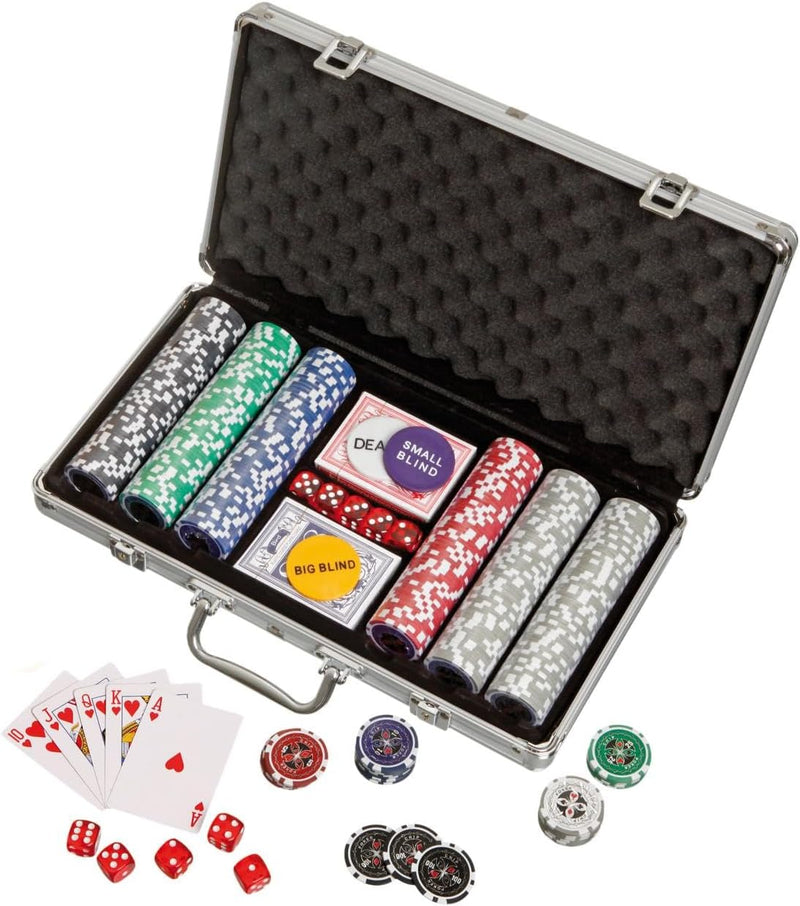 Philos 3757 - Pokerkoffer, Aluminiumkoffer, 300 Casino-Pokerchips (11,5g)