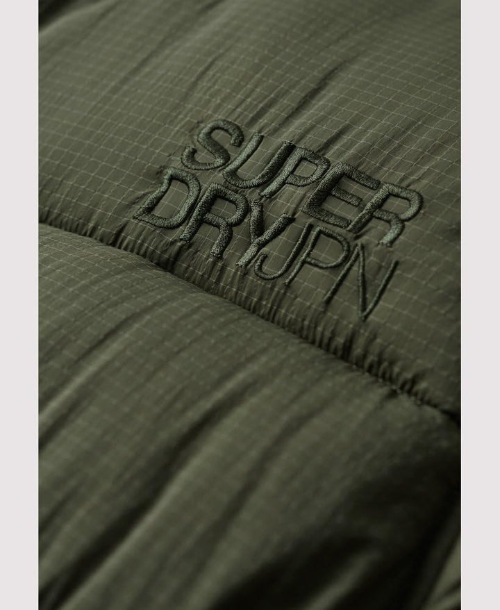 Superdry Damen Ripstop Longline Puffer Jacket Jacke, Mehrfarbig (Football Dark Moss Grid), 36