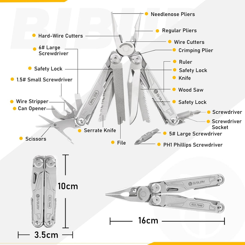 BIBURY Multifunktionale Zange mit Flaschenöffner, Faltbares Multitools für Mann, Tragbare Multifunkt