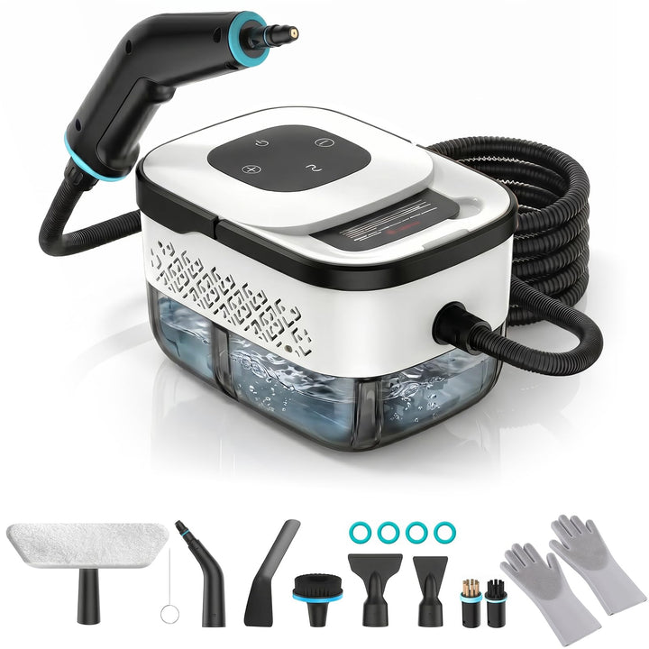 Dampfreiniger Handgerät, 2500W Handdampfreiniger, 8 Düsen, 6 Dampfstufen, 1250 ML Tank, 105℃ Hochtem