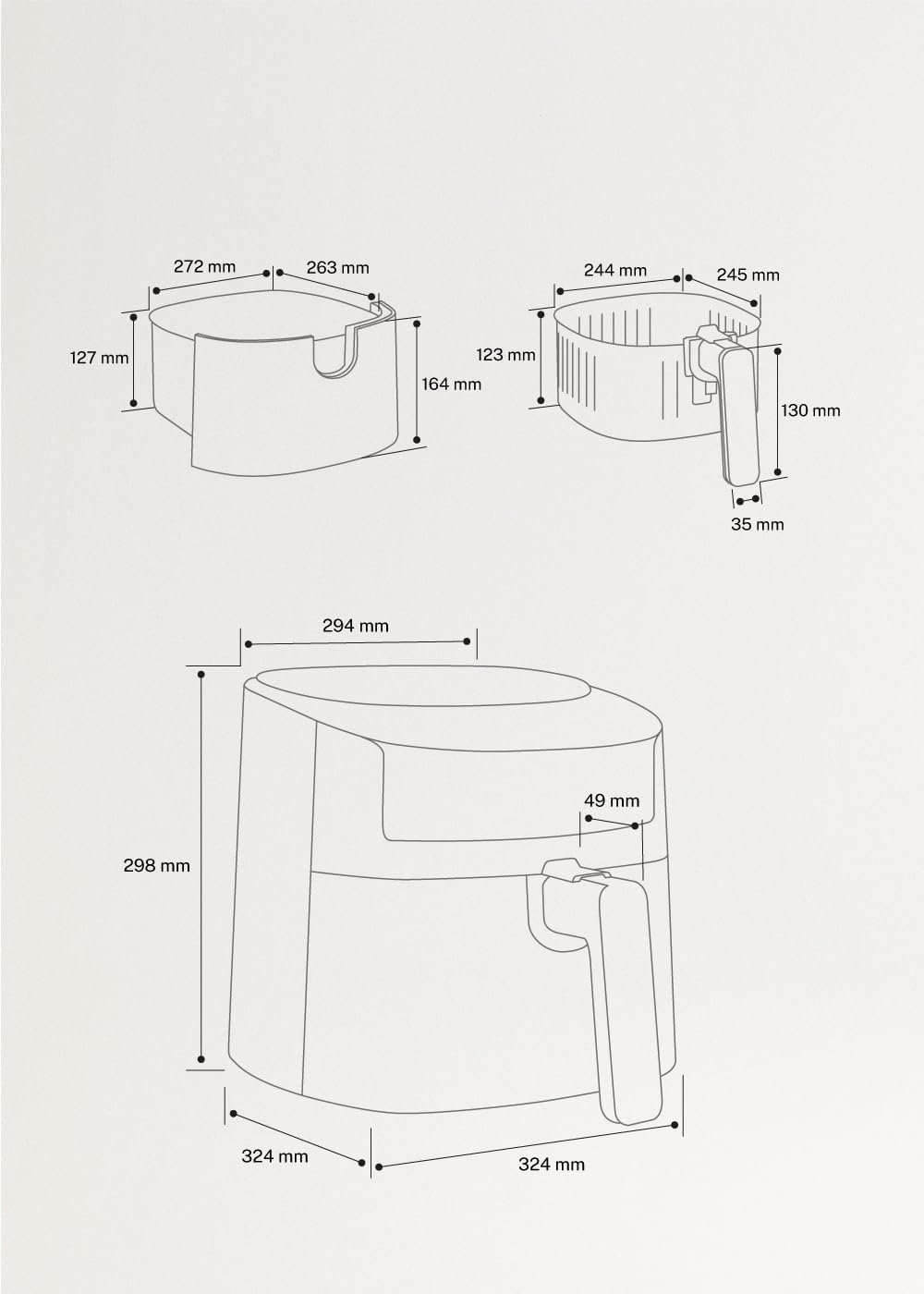 CREATE/FRYER AIR PRO LARGE/Heissluftfritteuse 6.2L Cremeweiss/Mit Timer, Monitor LCD, praktisch, ein