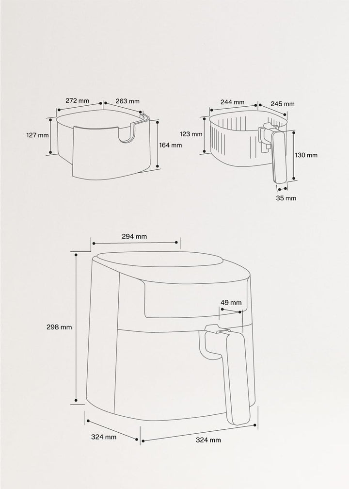 CREATE/FRYER AIR PRO LARGE/Heissluftfritteuse 6.2L Cremeweiss/Mit Timer, Monitor LCD, praktisch, ein