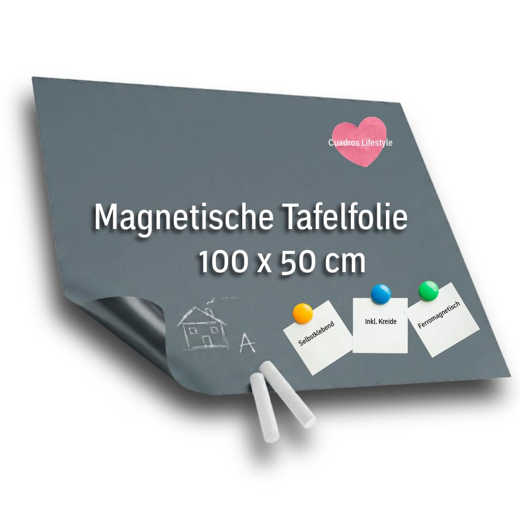 Cuadros Lifestyle Tafelfolie 100x50 cm | Magnetische und Selbstklebende Vinyl- Kreidefolie | Magnett