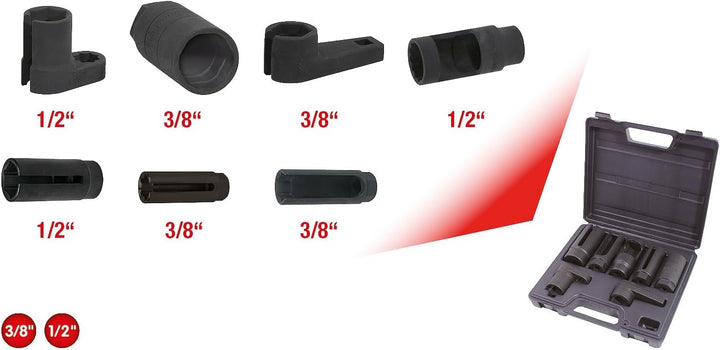KS Tools 150.2100 3/8"+1/2" Sensoren-Stecknuss-Satz, 7-tlg.