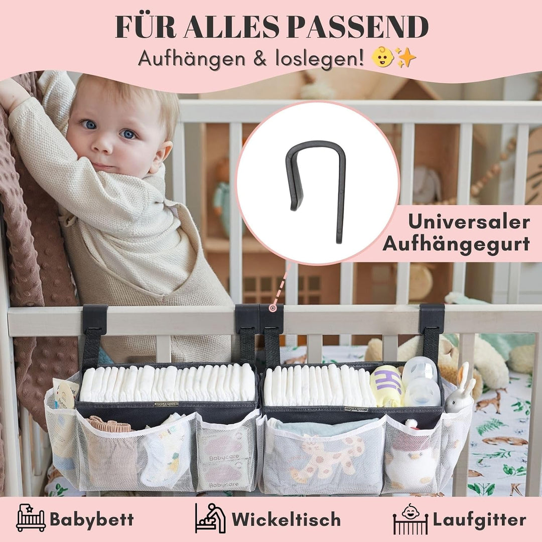 Windel-Organizer zum Aufhängen, mit grossem Fassungsvermögen, für 50+ Windeln, waschbarer Stoff mit
